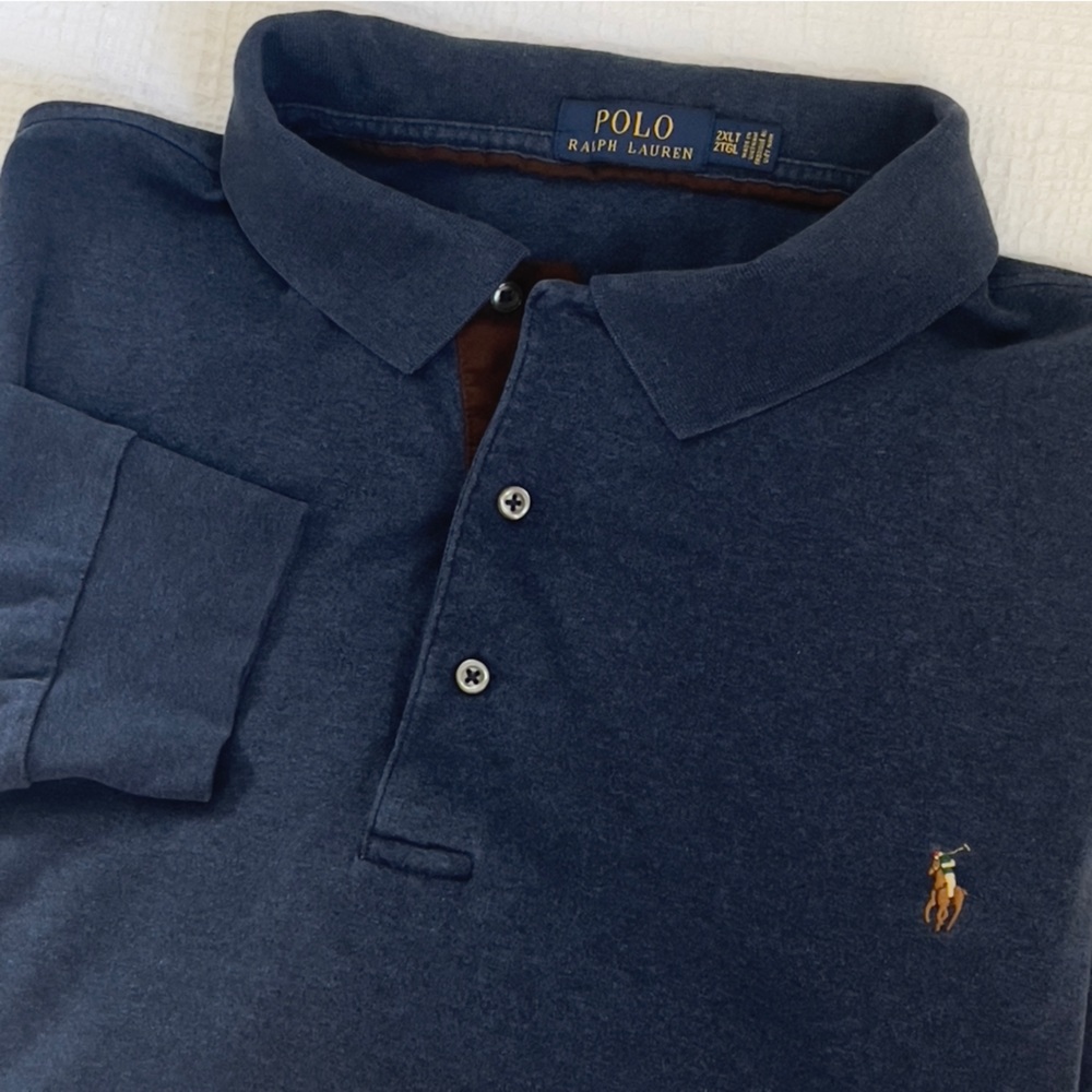 NWOT Polo Ralph Lauren Men's Long Sleeve Shirt XXL 2XL Blue Classic Fit Rugby